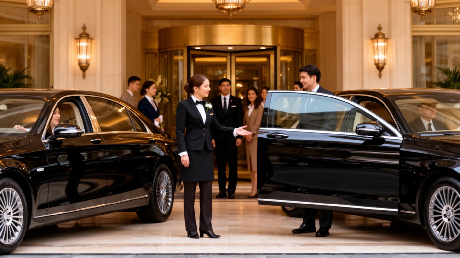 Luxury hotel transport team coordinating premium guest vehicles