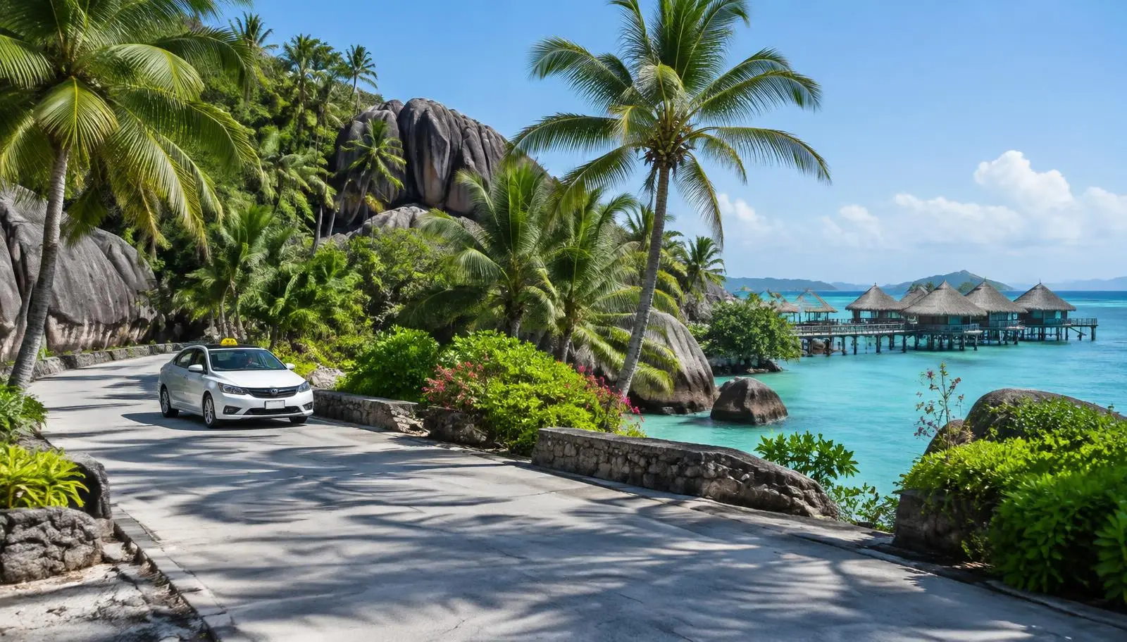 Taxi on the road in a Indian Ocean destination, illustrative image for Colombo